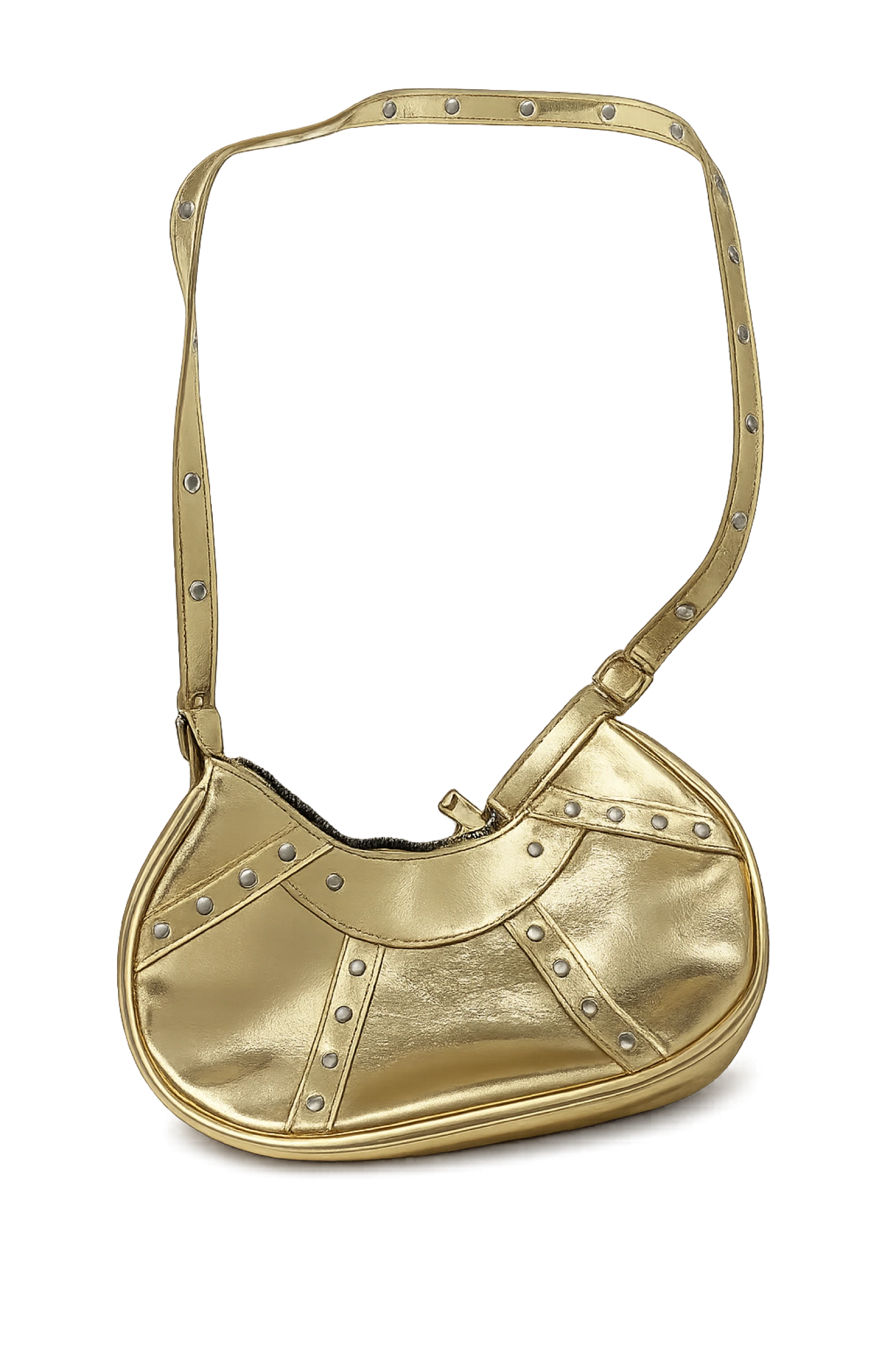 Bolso hombro dorado con tachuelas  – photo 2